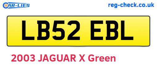 LB52EBL are the vehicle registration plates.