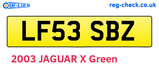 LF53SBZ are the vehicle registration plates.