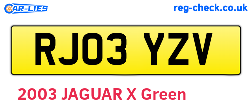 RJ03YZV are the vehicle registration plates.