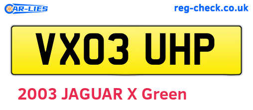 VX03UHP are the vehicle registration plates.