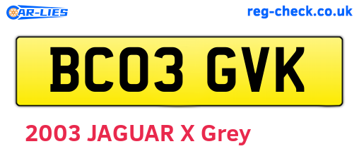 BC03GVK are the vehicle registration plates.