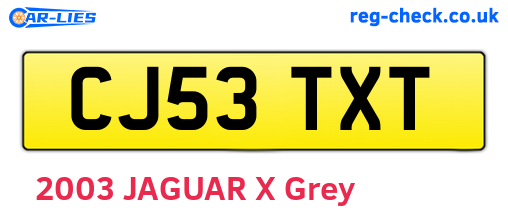 CJ53TXT are the vehicle registration plates.