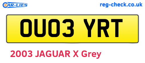 OU03YRT are the vehicle registration plates.