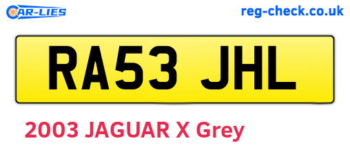 RA53JHL are the vehicle registration plates.