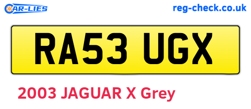 RA53UGX are the vehicle registration plates.