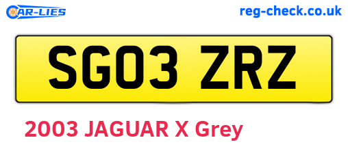 SG03ZRZ are the vehicle registration plates.