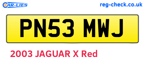 PN53MWJ are the vehicle registration plates.