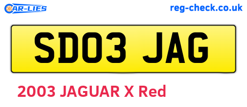 SD03JAG are the vehicle registration plates.