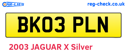 BK03PLN are the vehicle registration plates.