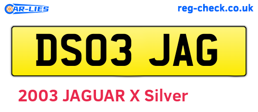 DS03JAG are the vehicle registration plates.