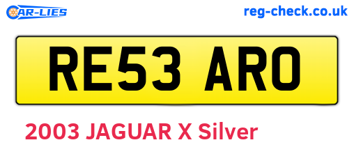 RE53ARO are the vehicle registration plates.