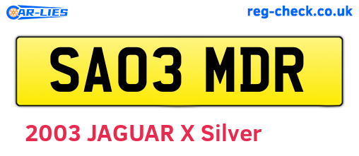SA03MDR are the vehicle registration plates.