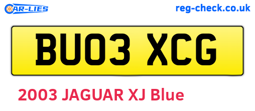BU03XCG are the vehicle registration plates.