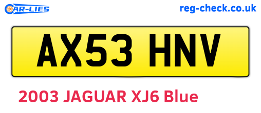 AX53HNV are the vehicle registration plates.