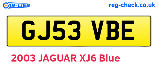 GJ53VBE are the vehicle registration plates.
