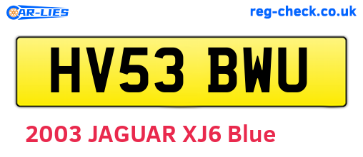 HV53BWU are the vehicle registration plates.