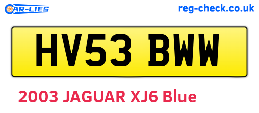 HV53BWW are the vehicle registration plates.