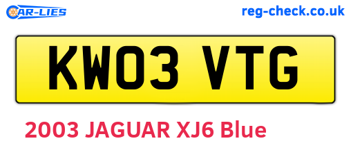 KW03VTG are the vehicle registration plates.