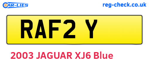 RAF2Y are the vehicle registration plates.