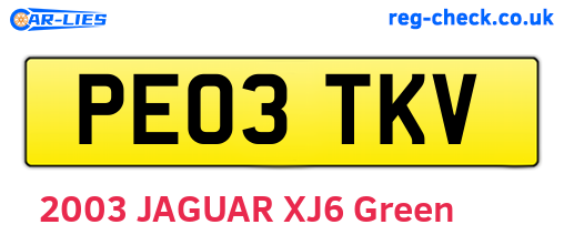 PE03TKV are the vehicle registration plates.