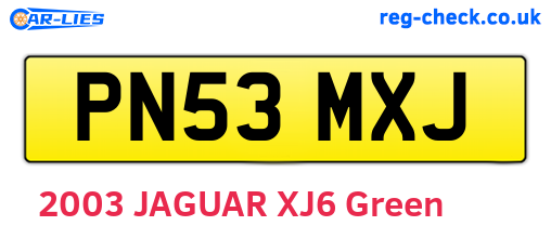 PN53MXJ are the vehicle registration plates.
