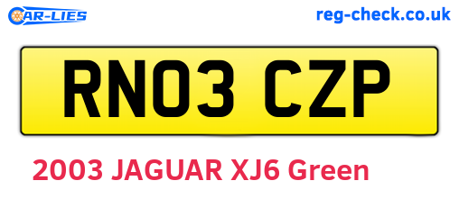RN03CZP are the vehicle registration plates.