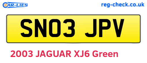 SN03JPV are the vehicle registration plates.
