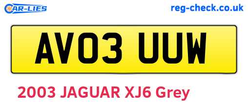 AV03UUW are the vehicle registration plates.