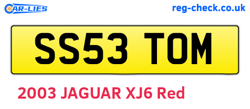 SS53TOM are the vehicle registration plates.