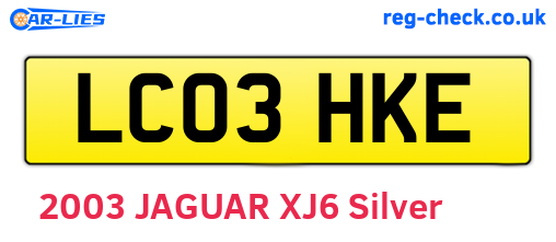 LC03HKE are the vehicle registration plates.