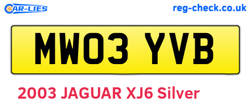MW03YVB are the vehicle registration plates.