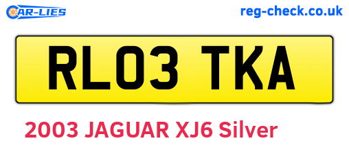 RL03TKA are the vehicle registration plates.