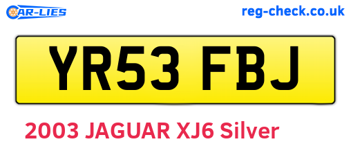 YR53FBJ are the vehicle registration plates.