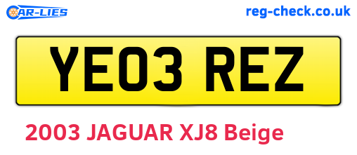 YE03REZ are the vehicle registration plates.