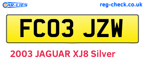 FC03JZW are the vehicle registration plates.