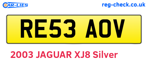 RE53AOV are the vehicle registration plates.