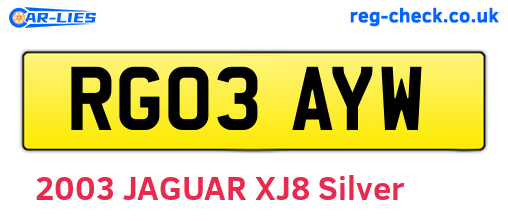 RG03AYW are the vehicle registration plates.
