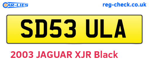SD53ULA are the vehicle registration plates.