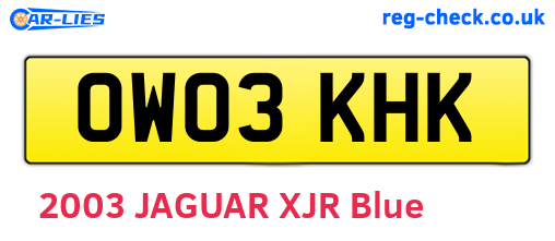 OW03KHK are the vehicle registration plates.
