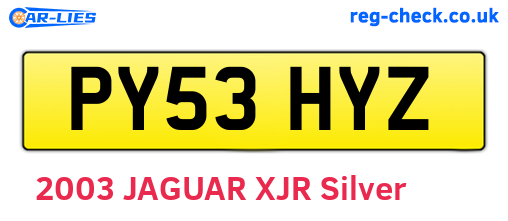 PY53HYZ are the vehicle registration plates.