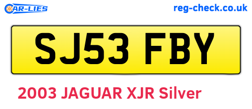 SJ53FBY are the vehicle registration plates.