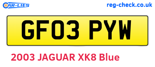 GF03PYW are the vehicle registration plates.
