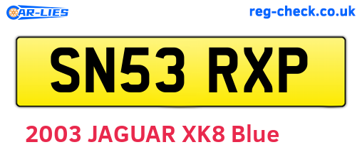 SN53RXP are the vehicle registration plates.