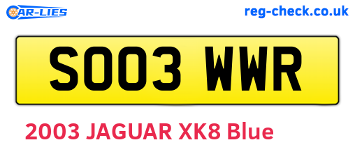 SO03WWR are the vehicle registration plates.