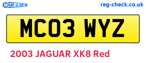 MC03WYZ are the vehicle registration plates.