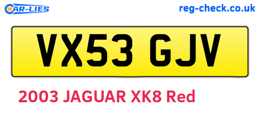 VX53GJV are the vehicle registration plates.