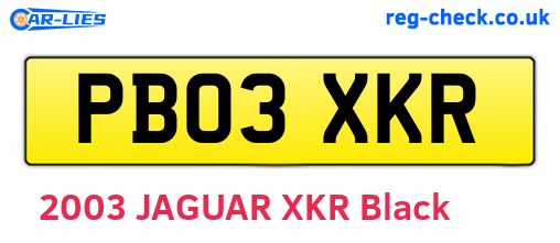 PB03XKR are the vehicle registration plates.