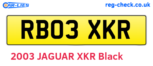 RB03XKR are the vehicle registration plates.