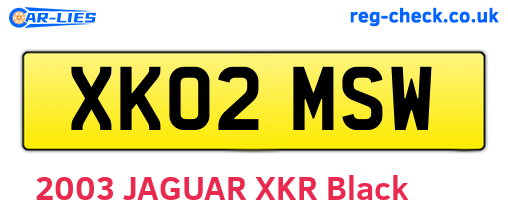 XK02MSW are the vehicle registration plates.