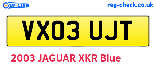 VX03UJT are the vehicle registration plates.